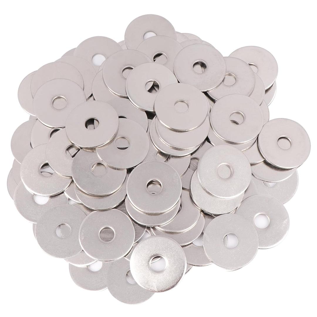 100PCS Fender Washers 1/4" x 1", 304 Stainless Steel Flat Washers Universal Metal Washers (1/4" x 1" 100PCS)