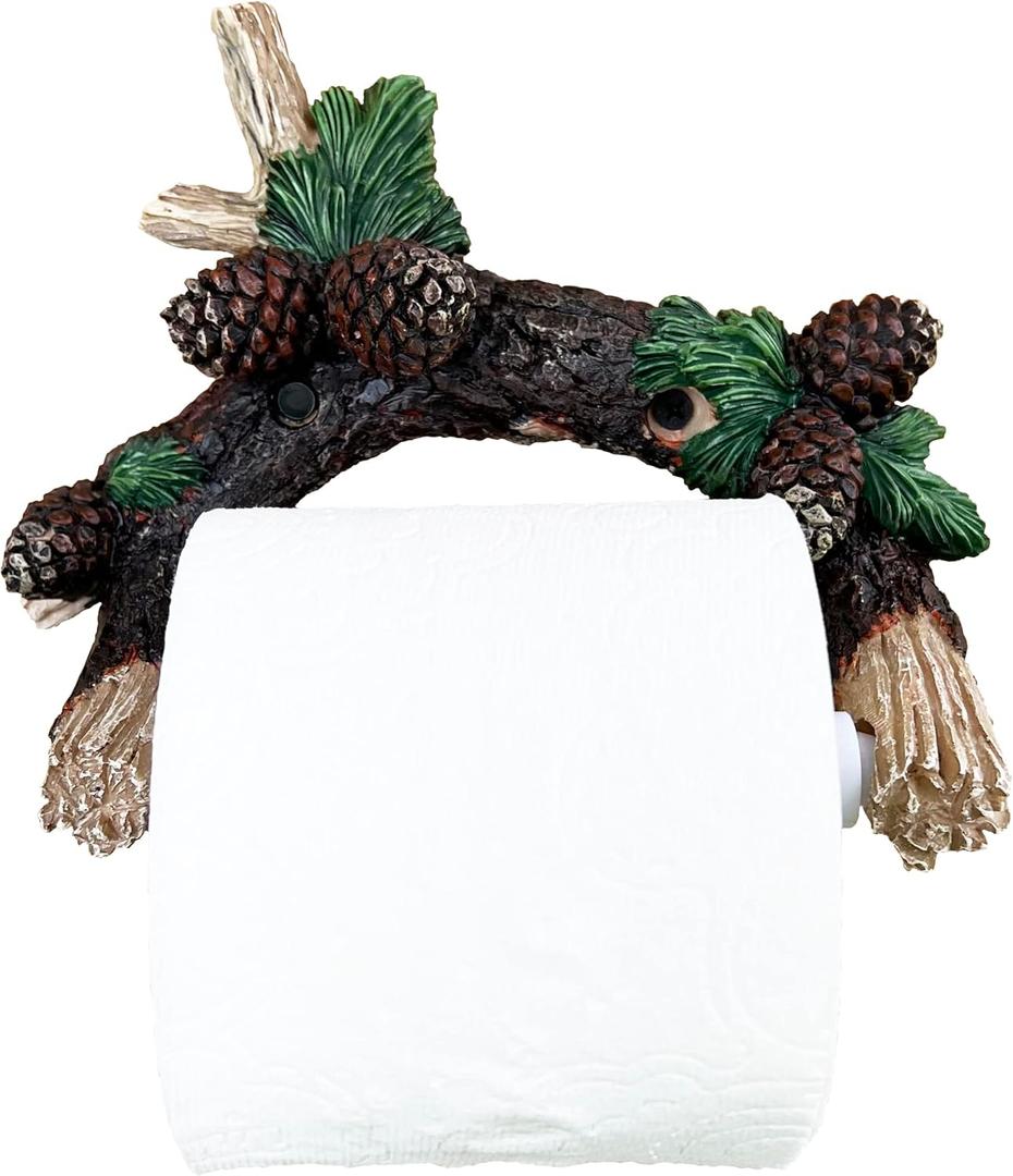 Pinecone/Pine Branch Wall Mounted Toilet Paper Holder - Rustic Bathroom Decor