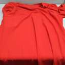 LookbookStore Women Casual Crewneck Mesh Panel 3/4 Bell Sleeve Loose Tunic Dress (XX-Large, True Red)