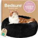 Bedsure Calming Cat Beds for Indoor Cats - Small Cat Bed Washable 20 inches, Anti-Slip Round Fluffy Plush Faux Fur Pet Bed, Fits up to 15 lbs Pets,  20"L x 20"W x 6"Th, Black