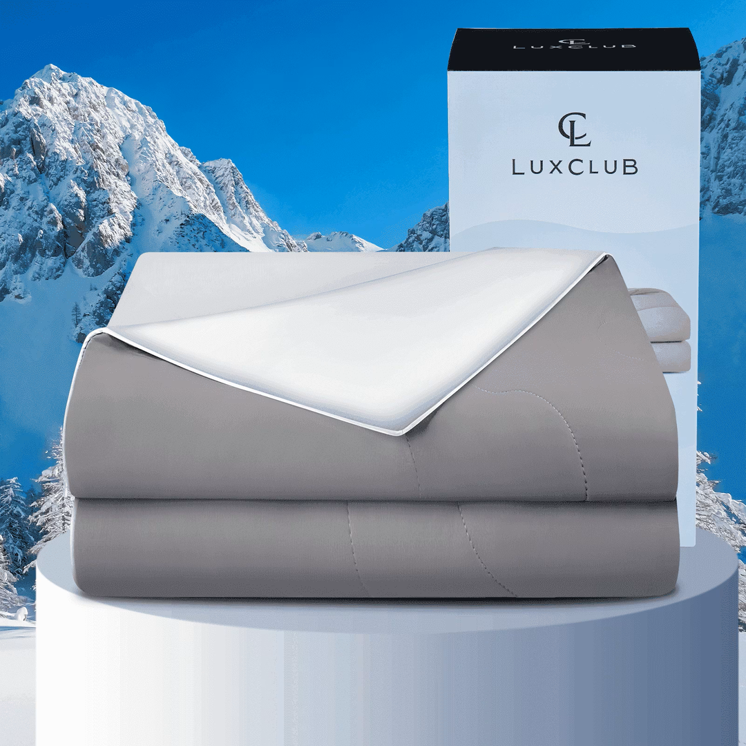 LuxClub Ice Cool Comforter Soft Cooling Bed Comforter for Hot Sleepers; Lightweight and Breathable All-Season Duvet; Grey, Queen