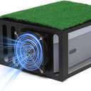 Golf Simulator Projector Enclosure - Floor Mounted with Cooling Fan, Durable Steel Frame, Clear Viewing Panel & Turf Top for Home Indoor Golf Sim Protection