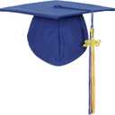 2 x Newrara Graduation Unisex Matte Adult Graduation Cap with Tassel (Royal/Royal Blue Gold)