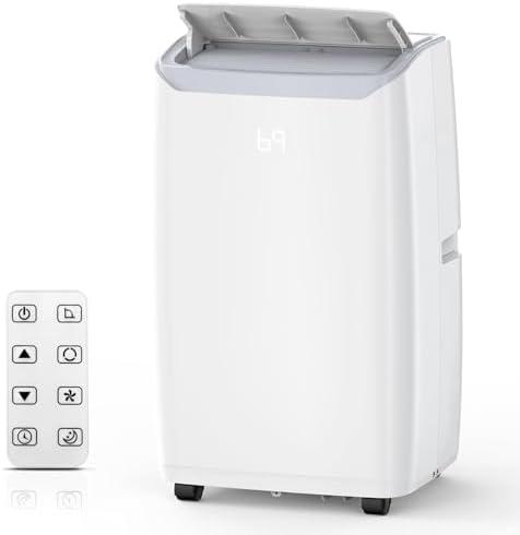 14000Btu Portable Air Conditioner Cools up to 750 Sq.Ft, 3-in-1 Quiet Portable AC Unit with Remote Control & Installation Kits for Large Room, 3 Speed, Auto Swing, 24H Timer