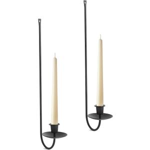 Wall Candle Holder Set of 2, Stylish Black Metal Wall Mount Candle Sconces, Modern Wall Decoration for Living Room, Farmhouse, Fireplace, and Christmas Decor