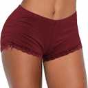 Women's Lace Shorts Pajama Bottoms Sexy Low Rise Micro Shorts for Sleepwear Soft Ruched Lounge Shorts & Nightwear, XXL