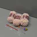 LUNARM Chenille Yarn for Crocheting Knitting, 3 Skein 10.58 oz / 263 Yard Thick Soft Chunky Fluffy Weaving Plush Yarn for Blankets Clothes Pattern with Big Eye Needles(Peach Pink Gradient)