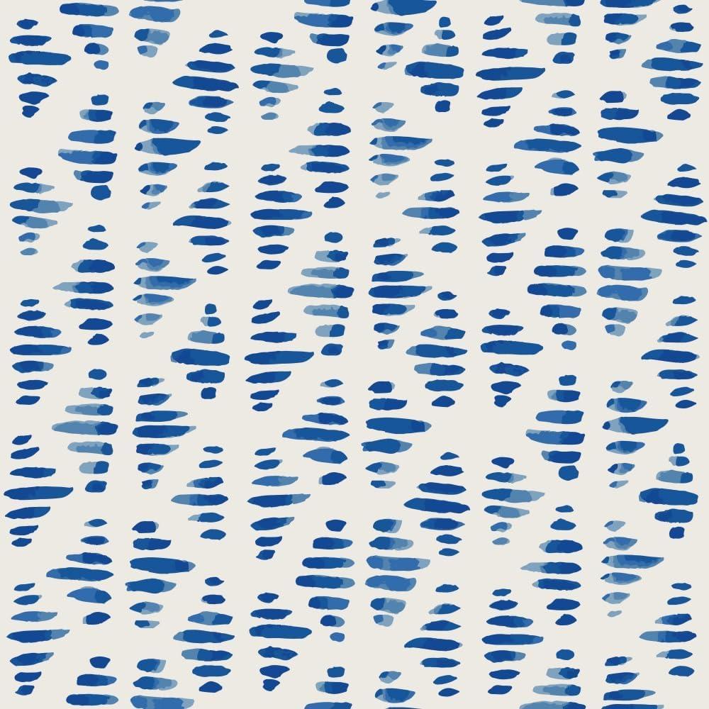 Blue and White Triangle Geometric Stripe Wallpaper 17.71"x118.1" Peel and Stick Wall Paper Waterproof Vinyl Matte Contact Paper for Cabinets Drawers Bookshelves