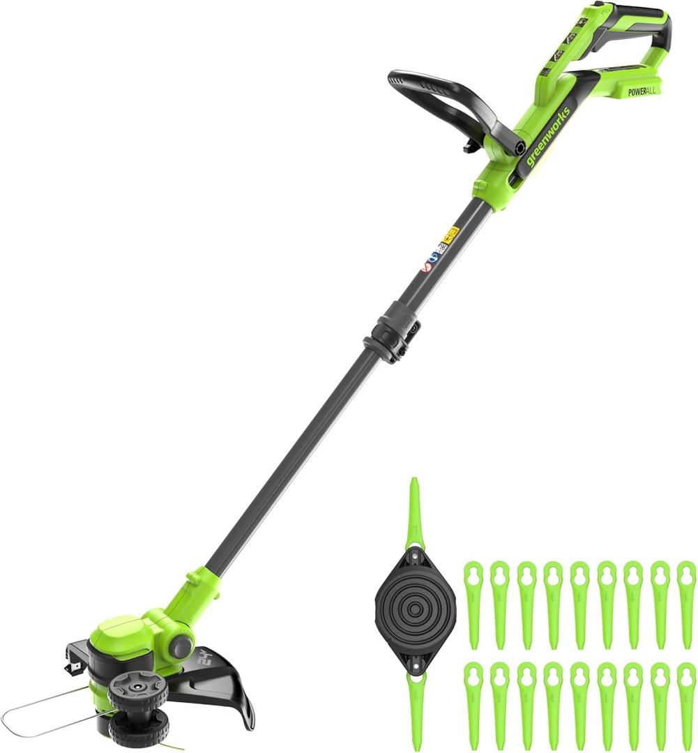 Greenworks 24V 12" Cordless String Trimmer/Weed Wacker + Edger (Includes 20 Blades), Battery and Charger Not Included (Deluxe (Tool Only))