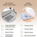 Day Moon Stone Bath Mat, Diatomaceous Earth Shower Mat, Non-Slip Super Absorbent Quick Drying Bathroom Floor Mat, Natural, Easy to Clean (23.6 x 15.35 Dark Grey)