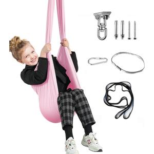Therapy Swing for Kids with Special Needs (Hardware Included) Sensory Swing Cuddle Swing Indoor Outdoor Kids Swing Adjustable Hammock for Children with Autism, ADHD, Aspergers(Pink
