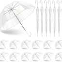GEWURIZXY 20 Pcs Clear Umbrella Wedding Bulk 47 Inch Large Dome Rain Windproof Stick Umbrellas for Weddings Prom Graduation and Outdoor Events(White Handle) (Clear, 82CM 20PCS)