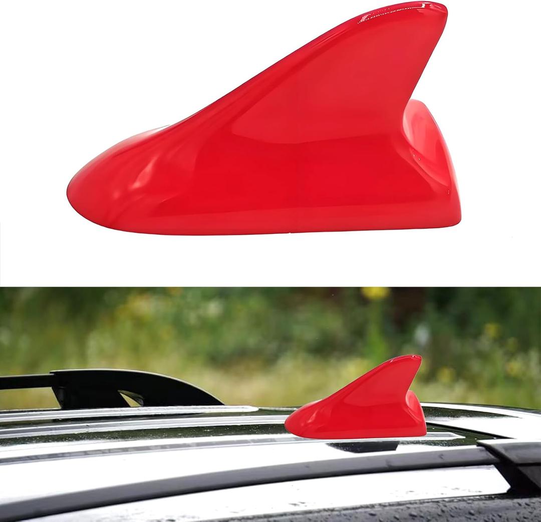 Car Shark Fin Universal Antenna, Shark Fin Antenna, Shark Fin Antenna Cover, Waterproof and Rust-Proof, Durable, Suitable for Most Cars, Trucks, SUVs, Etc (Red)