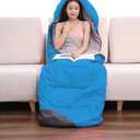 tuphen- Sleeping Bags for Adults Kids Boys Girls Backpacking Hiking Camping Microfiber Liner, Cold Warm Weather 4 Seasons Winter, Fall, Spring, Summer, Indoor Outdoor Use, Lightweight & Waterproof, Lake Blue Gray