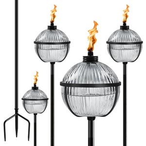 Citronella Torches Set of 4, Large Capacity 16 oz Outdoor Glass Torch Garden Dcor58.6 - Inch Upgraded Citronella Torches with 3-Prong Grounded Stake for Yard, Patio, Gatherin