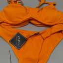 ZAFUL Women's Ribbed Underwire Bikini Set High Cut Colorblock V Notch Swimwear Printed High Leg Swimsuit (7_orange), S