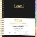 2026 Appointment Book, 30 Minutes-Hourly, Weekly  Monthly Calendar Planner 2026, Jan 2026 - Dec 2026, 6.2'' x 8.4'', 2026 Daily Planner with Tabs Pocket, Flexible Cover, Great for Office, Home, School (Black)