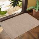 Indoor Door Mat, 1/10 in Ultra Thin Door Mat, Non-Slip Natural Rubber Backing Inside Doormat, Washable, Low-Profile Entrayway Mats, Durable Dirt Trapper for Various Entrance, 35''X24'', Khaki (Rounded Serged Edges(khaki))