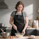 Apron for Women Men Chef, Adjustable Aprons with Pockets for Cooking Serving Painting Gardening, Gift for Friends (Black)