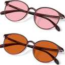 BRADDELL Indoor FL-41 Rose & Outdoor FL-60 Brown Tinted Migraine Light Sensitivity Glasses for Fluorescent LED Glare, Photophobia and Concussion (MEDIUM-SMALL)