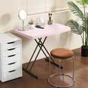 30 Inch Folding Table, Adjustable Height TV Tray for Small Spaces, Heavy Duty Foldable Utility Table for Laptop, Dining, Camping, No Assembly, 200 lbs Capacity, Pink Granite