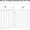 LZRS 2-Panel Wooden Free Standing Foldable Dog Gate Indoor Solid Hardwood 24" High, Step-Over Safety Pet Gate for Doorways, Stairs & Small Spaces - Indoor Use, White