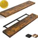 BAYKA Floating Shelves, 48" Wall Mounted Rustic Wood Shelves for Bathroom, Bedroom, Living Room, Kitchen, Office, Hanging Shelf for Books/Storage/Decor(Rustic Brown,Set of 2) (48inches)