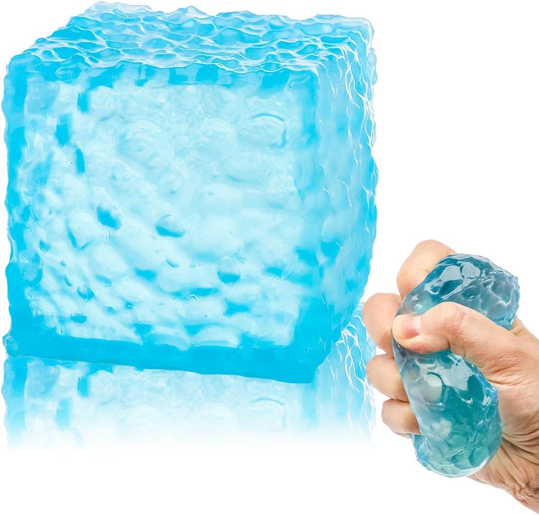 Squishy Stress Cubes, Stress Novelty Water Squishy Cube Squeeze Toy for Kids Adults, Squishy Slow Rising Fidget Sensory Cube Toys for Anxiety Stress Relief, Ice Squeeze Stress Ball Cubes.(Blue)