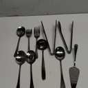 Patelai Serving Utensils Set Include Stainless Steel Large Spoons Slotted Spoons Forks Tongs Soup Ladle and Pie Server for Parties Buffet Catering, Dishwasher Safe(Black,10 Pieces)