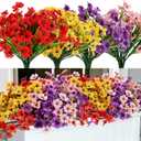 Geegoods Artificial Mums Flowers for Outdoors, 16 Bundles UV Resistant Fake Plastic Colorful Mix Flowers for Patio Porch Spring Summer Decor (Mix 4 Colors)