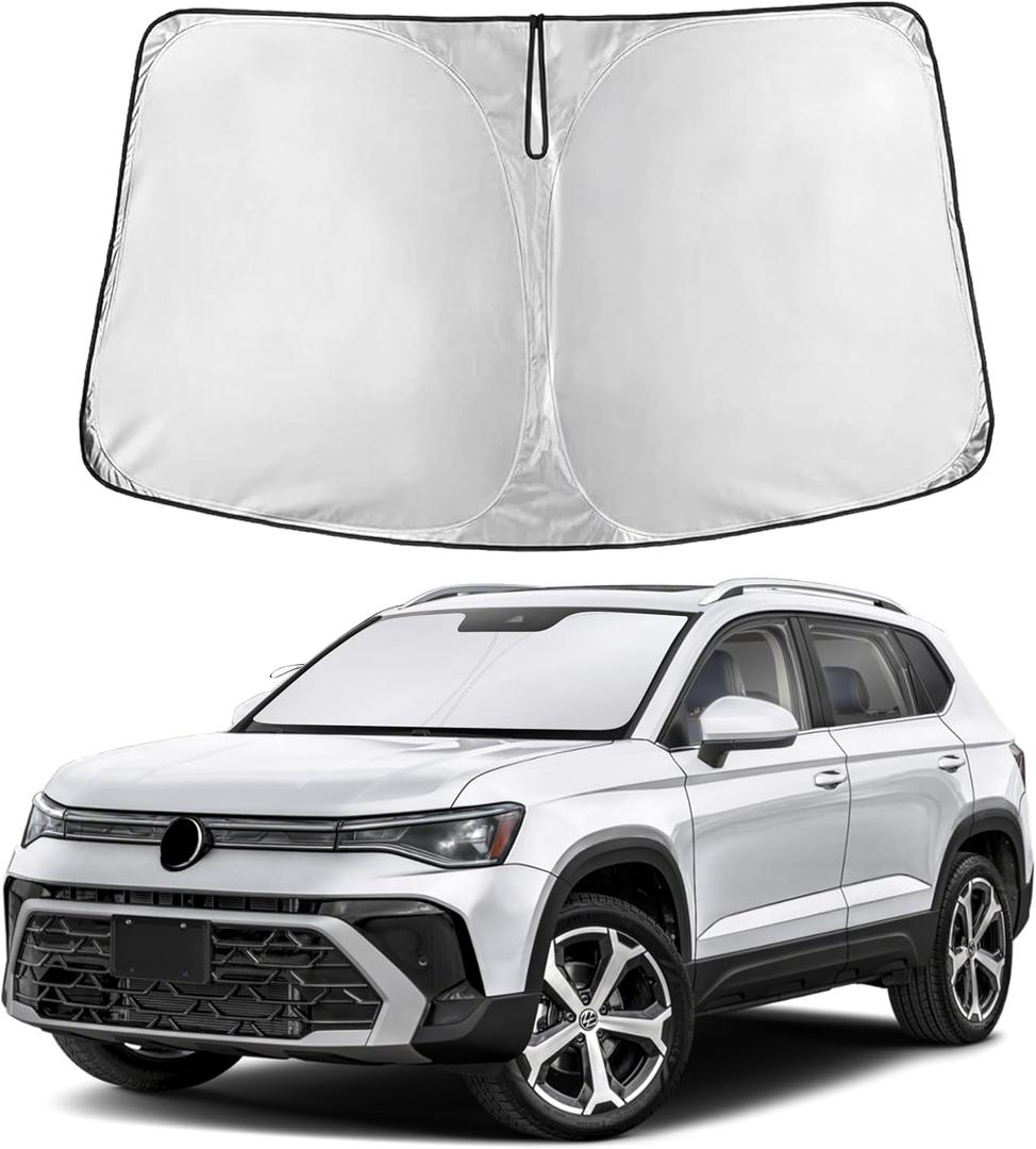 EcoNour Windshield Sunshade Compatible for Volkswagen VW Taos 2022-2024 2025 2026, Sun Visor for Front Windshield & Window Sun Shade Cover, UV Heat Blocker & Protector, Car Accessories