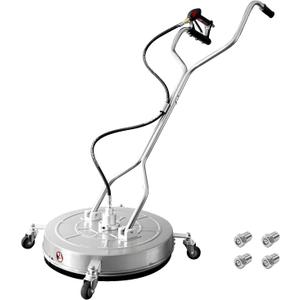 janz 24" Pressure Washer Surface Cleaner with 4 Wheels,Dual Handle,Stainless Steel Housing, 2 Hose Adapters and 4 Replacement Nozzles, Ideal for Cleaning Driveways, Sidewalks,Patios,Decks (24 Inch Silvery White)