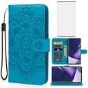 Bohefo Case for Galaxy S22 Ultra/Samsung S22 Ultra SM-S908U Wallet Case with Tempered Glass Screen Protector, Leather Flip Credit Card Holder Stand Phone Cover for Samsung Galaxy S22 Ultra 5G Blue