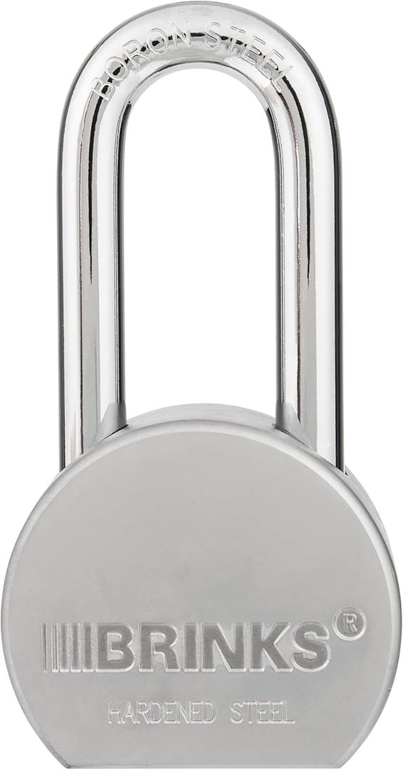 BRINKS Heavy Duty Padlock with Key, 64 mm Commercial Solid Steel with Boron Shackle for Secure Entry, Keyed Padlocks