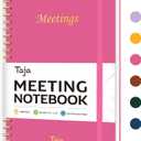 Taja Meeting Notebook for Work Organization - Work Planner Notebook with Action Items, Agenda Planner for Note Taking, 160 Pages (6.9" X 9.9") Project Organizer for Men & Women - Berry Pink