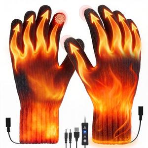 USB Heated Gloves for Women Men, Winter Gloves Full Finger Hand Warmers Gloves 3 Levels Temperature Adjustable Fast Heating Electric Heated Gloves for Outdoor Skiing Cycling Hiking (Grey) 