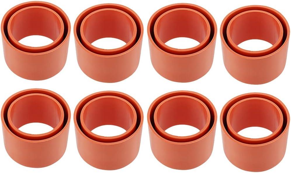 8 Pcs Orange Rubber Fishing Rod Holder Tube Insert Protector, Fit 2" Tube(50mm to 51mm)