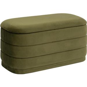 30" Velvet Storage Ottoman Bench with Wooden Tray Lid, Folding Large Upholstered Ottoman Footstool for Living Room, Rectangular Padded Foot Rest for Bedroom Living Room Dorm, Olive Green, 30"D x 15"W x 15"H