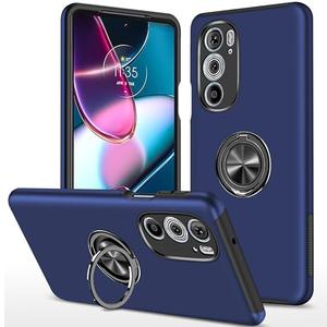 For Moto Edge 2022 Case for Motorola Moto Edge 2022 Case Military Grade Shockproof Built-in Ring Holder Kickstand Car Mount Protective Case for Moto Edge 2022 Phone Case (Blue)