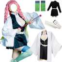 Kanroji Mitsuri Costume Kanroji Dress White Coat Uniform Outfit Halloween For Women (Medium)