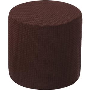 uxcell Ottomen Cover Round, Stretch Ottomen Slipcover Fit Diameter 9.8"-12.6", Non-Slip Footstool Protector Cover for Bedroom Brown