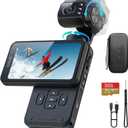 5K Video Camera Camcorder, 3-Axis Stabilization Vlogging Camera with 3.5'' Rotatable Touchscreen, 1/2.5'' CMOS, 5K 30FPS/4K 60FPS Video, IR Night Vision Pocket Camera with 64G Card for YouTube Vlogs (Grey)