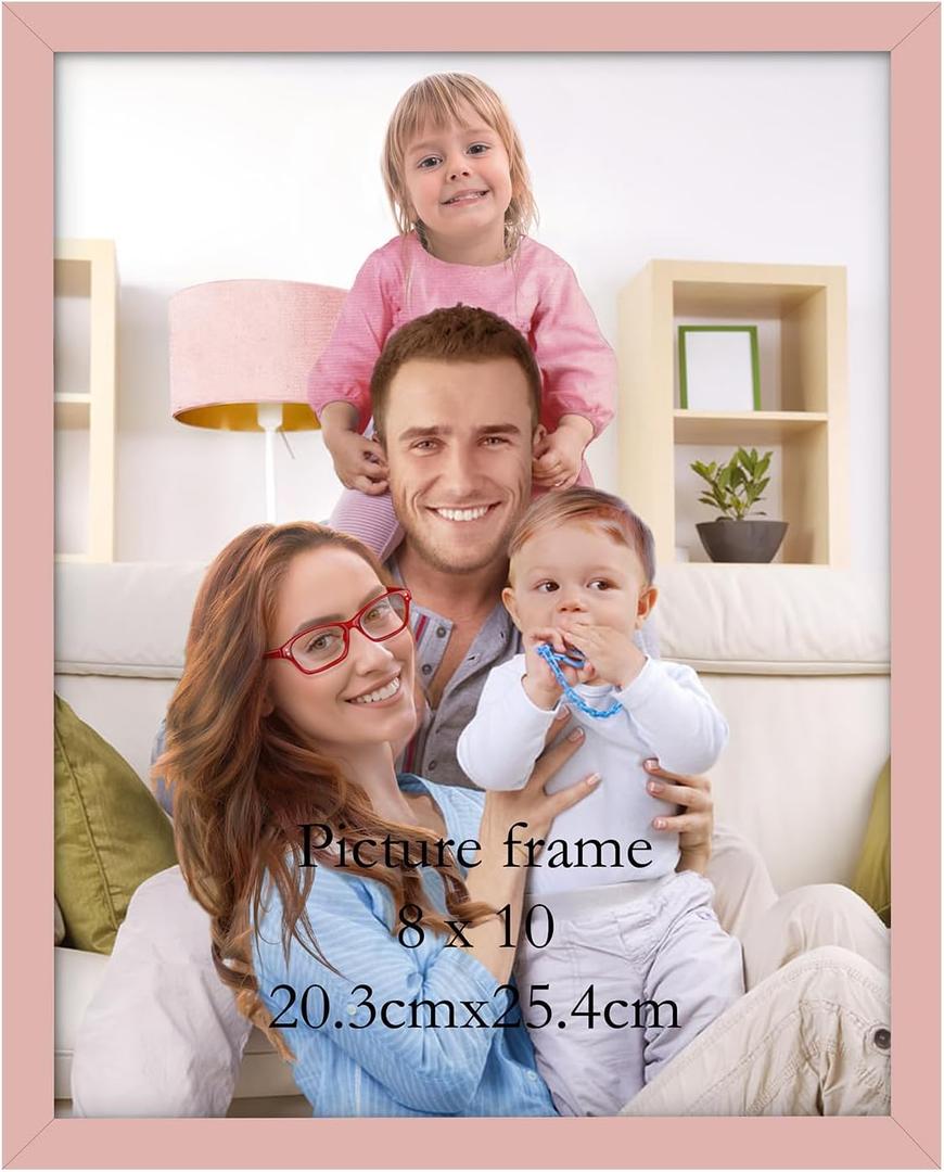 Giftgarden 8x10 Picture Frame Pink, Thin Photo Frame for Wall or Tabletop Display, 1 Pack