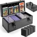 MewVeer Top Loader Storage Box with Key Locks, Trading Card Storage Case, Sports Card Box & Hard Cases Holds up to 300+ Top Loaders, 76 One Touch (35pt), 48 PSA/GMA, 43 CSG, 41 SGC, 36 BGS/HGA, Small