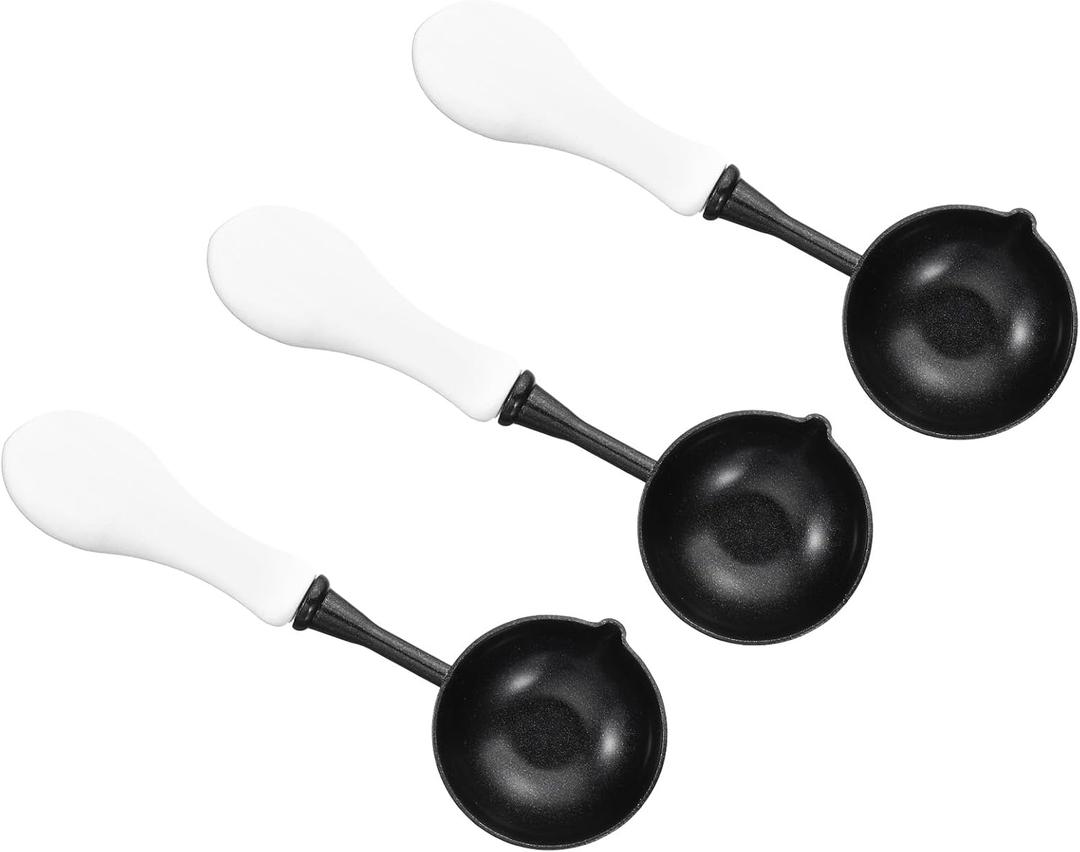 PATIKIL 4" Wax Seal Spoon, 3Pcs Wax Sealing Melting Spoon Painted Wooden Handle Wax Spoon for Wax Seal Stamp Envelope Art Craft Projects, White