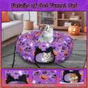 Tidjani Cat Tunnel Bed, Cat Tunnels for Indoor Cats, Foldable Pet Donut Bed with Washable Mat and Dangling Balls, Pumpkins Spider Candy Pattern, Purple Pet Tube Toys Gifts for Kitten, Puppy, Rabbit