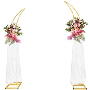 Large Moon Curved Metal Arch Backdrop Stand - Set of 2 Flower Arch for Wedding, Birthday, Anniversary & Bridal Showers (6.2ft, 6.9ft) - Pieces Missing