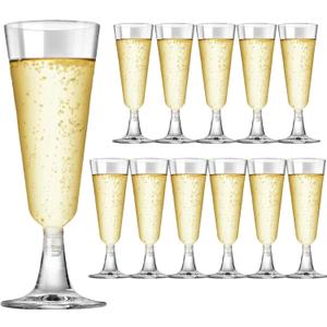 Champagne Flutes Plastic,25 Pack Wine Glasses,Disposable Champagne Glasses,5 Oz Clear Shot Cups,New Year Christmas Party Wedding Birthday Drinking Beer Water Dessert Cocktail Cups Bulk
