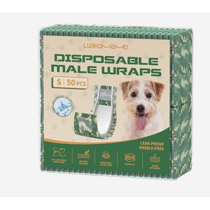 LURKOMEMO Dog Diapers Male,50 Count Small Male Dog Diapers Disposable for Doggie & Puppy, Ultra Absorbent Male Dog Wraps,Belly Bands for Male Dogs with Wetness Indicator(S Same as Other Brands' XS)