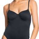 Roxy Womens One Piece Swimsuit  Bandeau Bathing Suit, Tummy Control, Removable Cups, Quick-Dry Fabric (Large, Anthracite)